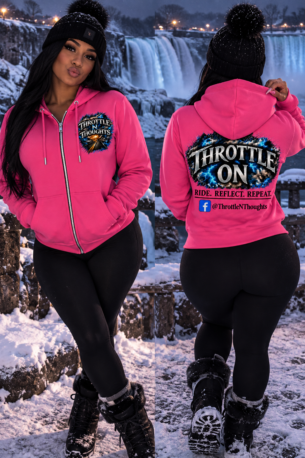 Throttle N Thoughts-Zip Up Hoodie